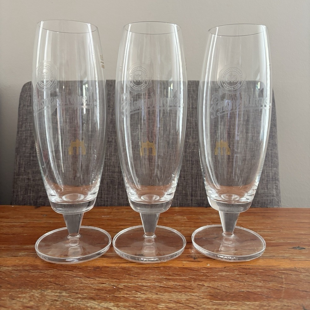Rastal 0.5 l Etched Beer Stem Glass PILSNER URQUELL Plzen CZECH Germany Set 3